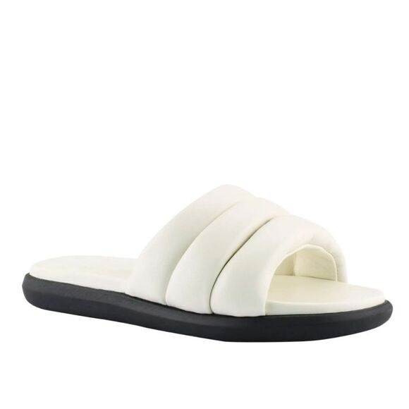 Marc Fisher Slides Womens‎ Size 5 White Leather Open Toe Slip On Shoes - Picture 1 of 8